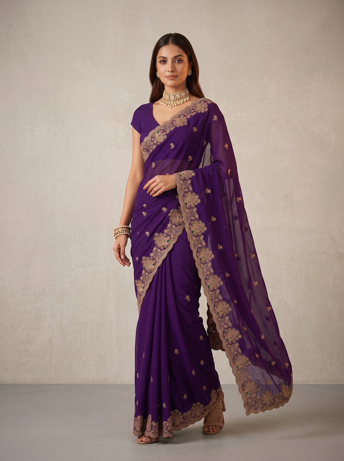 MIMOSA Purple Banarasi Saree — pose 9 styling detail