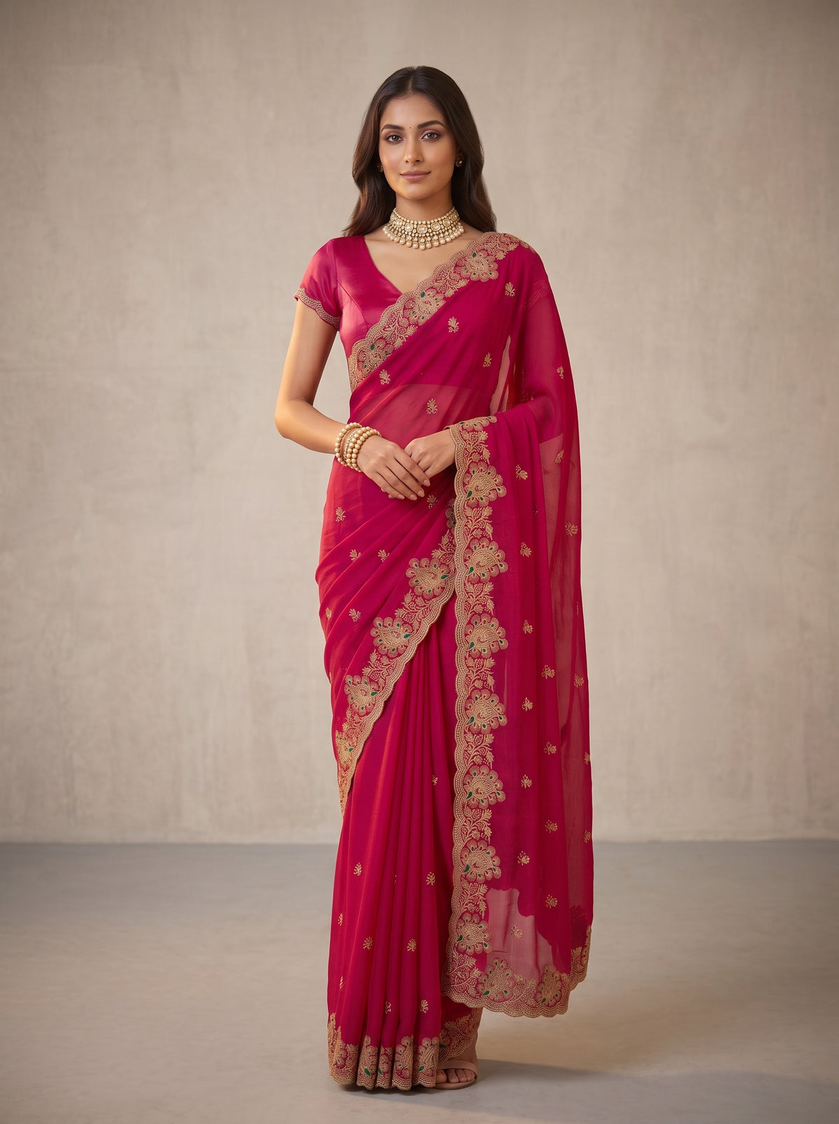 MIMOSA Rani Banarasi Saree — pose 10 styling detail