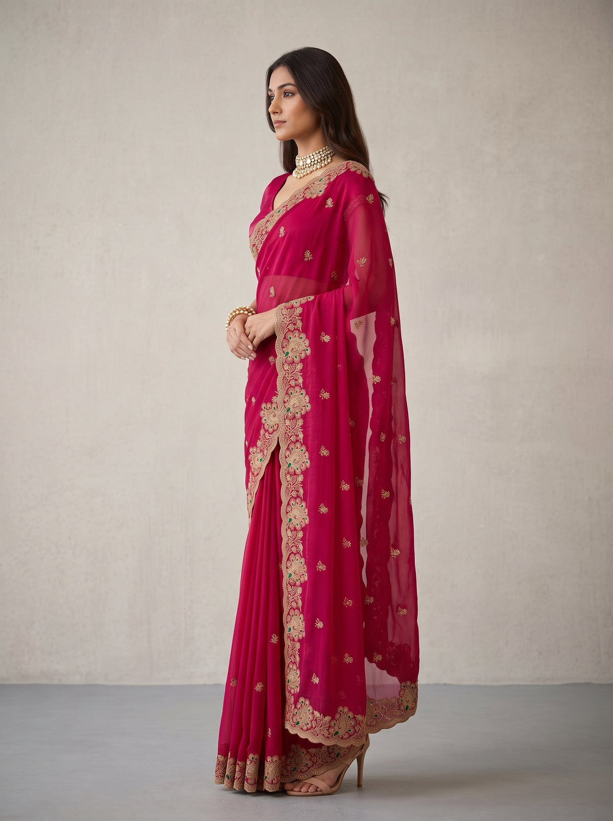 MIMOSA Rani Banarasi Saree — pose 3 styling detail
