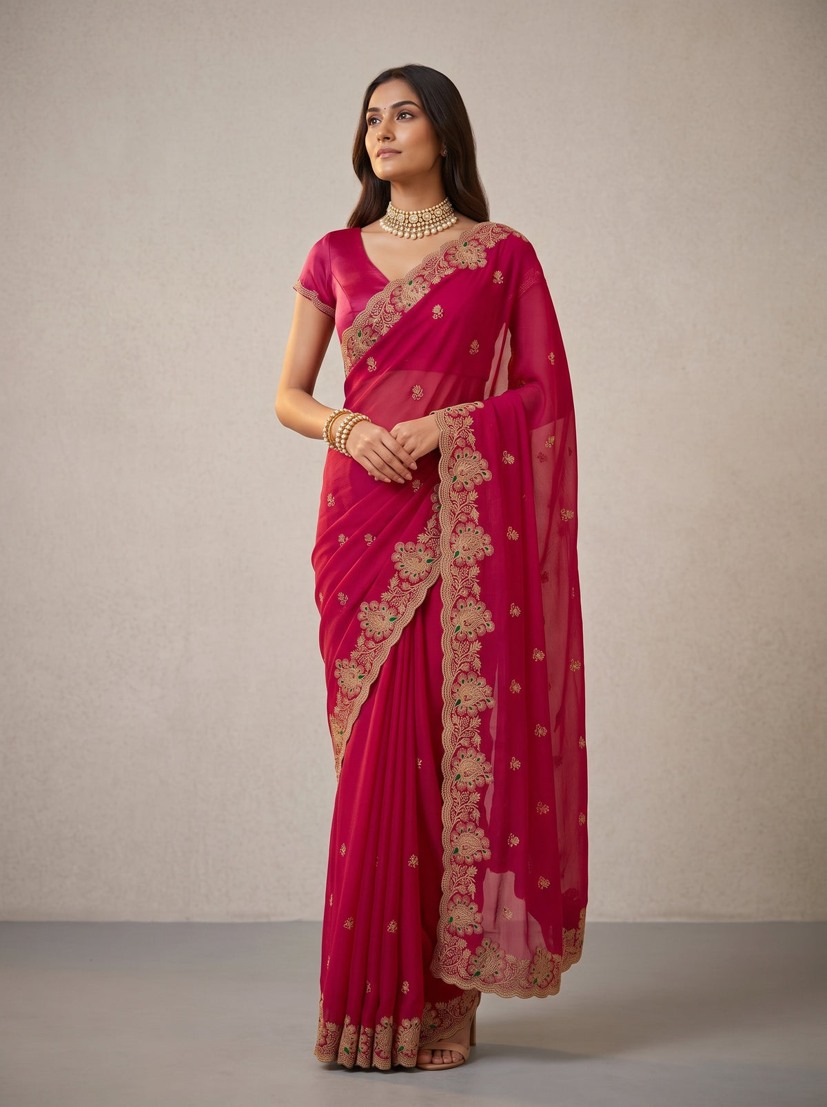 MIMOSA Rani Banarasi Saree — pose 5 styling detail