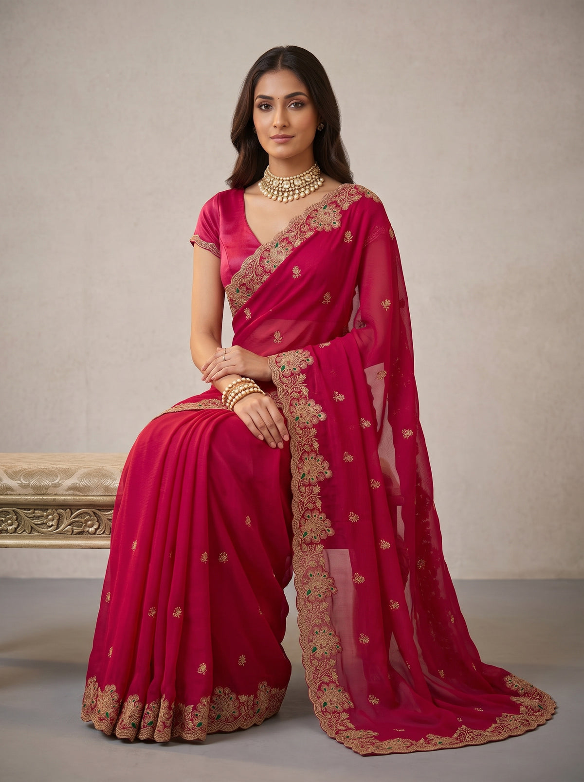 MIMOSA Rani Banarasi Saree — pose 8 styling detail