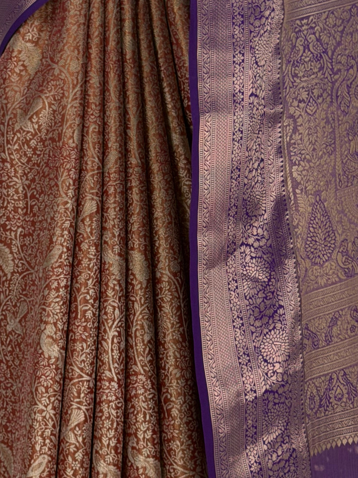 MIMOSA Maroon Kanjivaram Saree — fleets shot full lifestyle