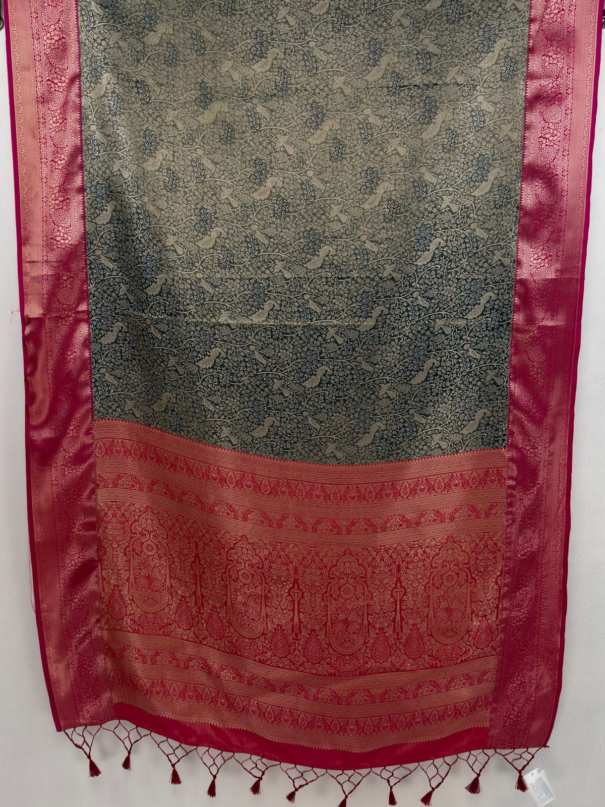 MIMOSA Navy Kanjivaram Saree — pallu and zari work detail