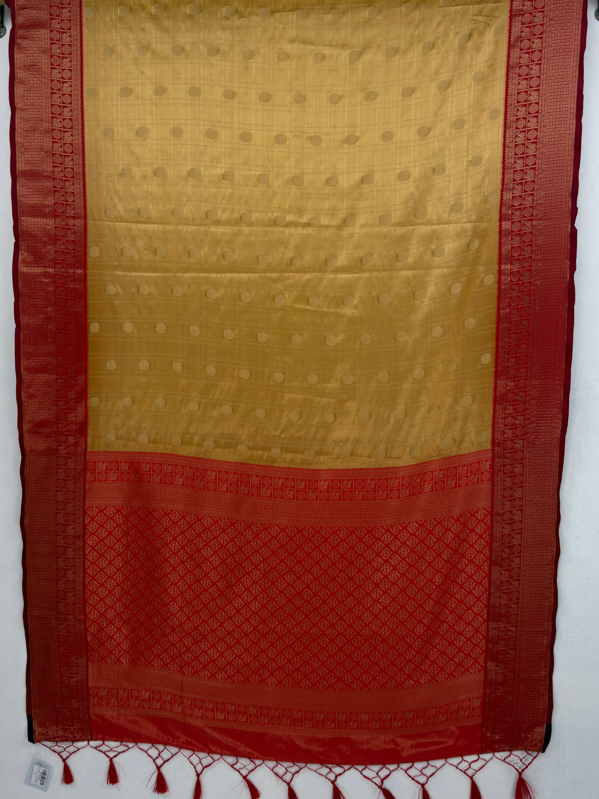 MIMOSA Mustard Kanjivaram Saree — pallu and zari work detail