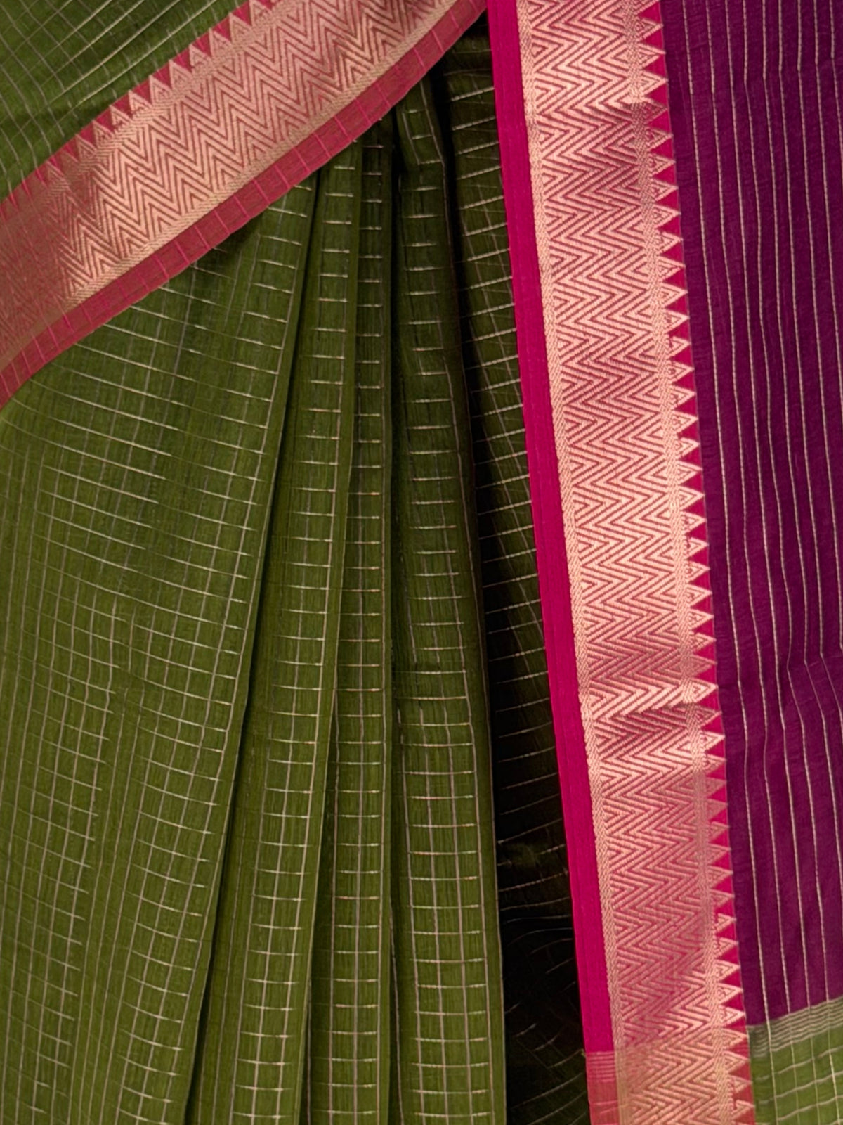 MIMOSA Olive Maheshwari Cotton Saree — fleets shot full lifestyle
