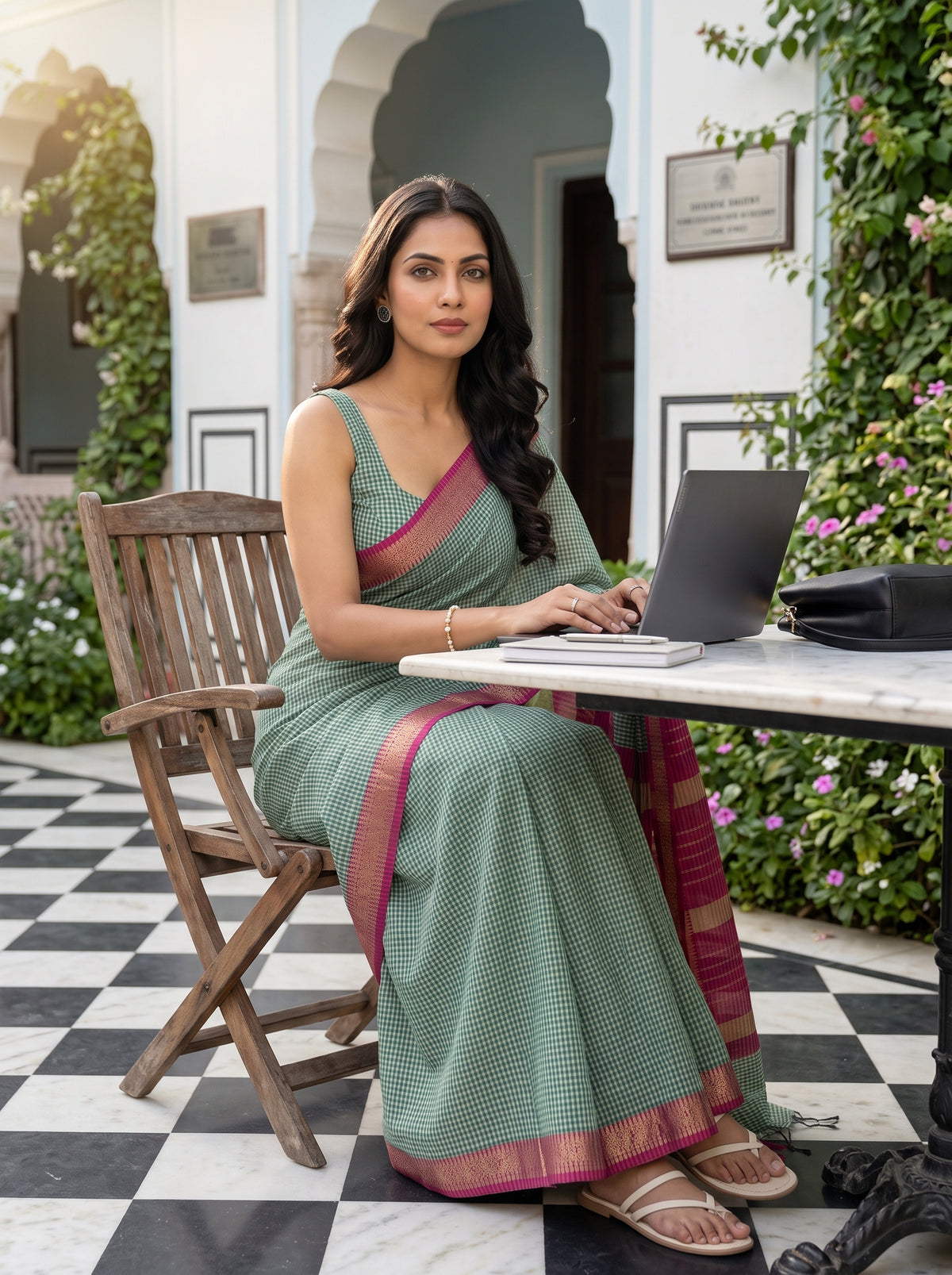 MIMOSA Rama Maheshwari Cotton Cotton Saree — pose 8 styling detail
