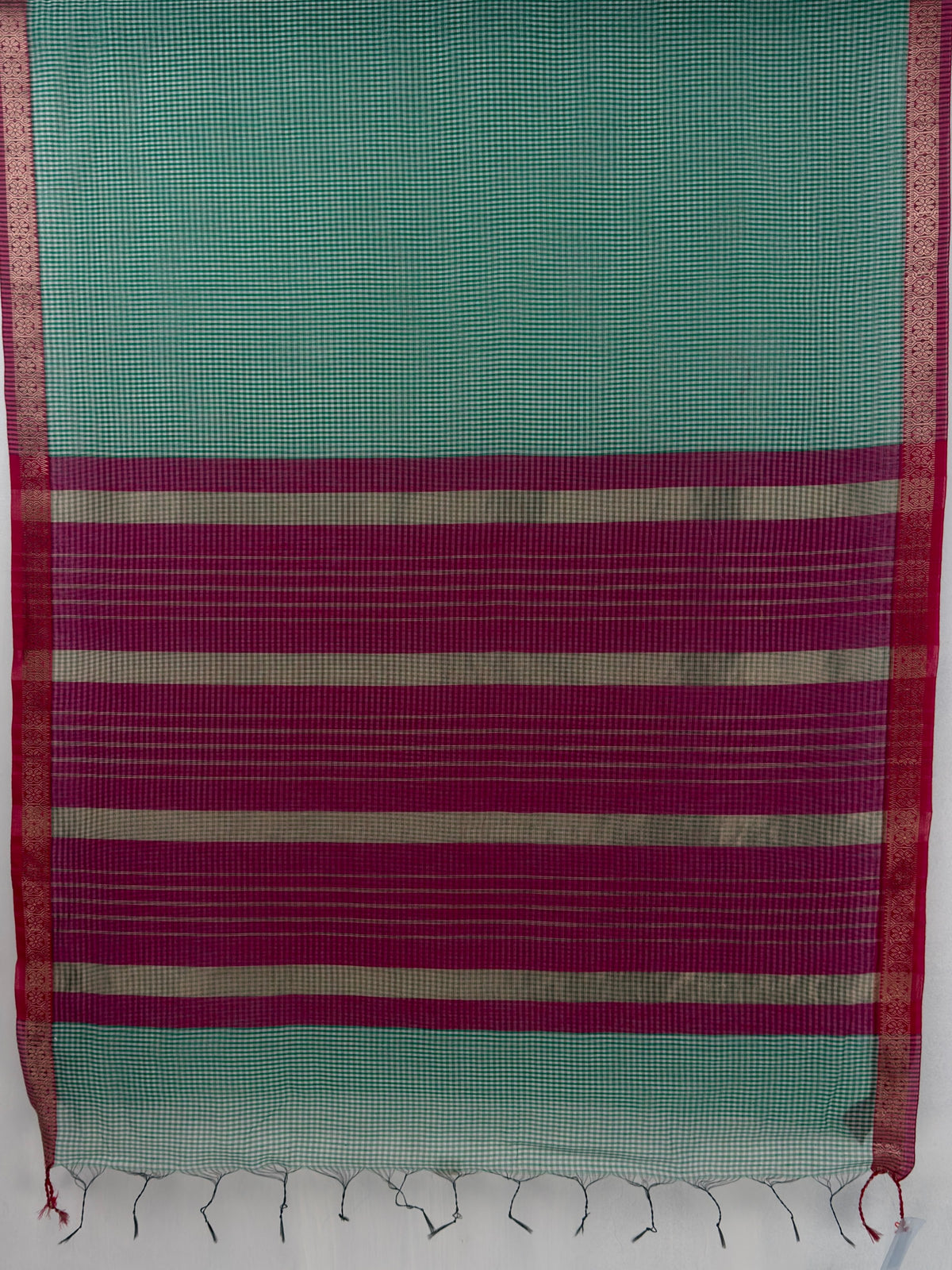 MIMOSA Rama Maheshwari Cotton Cotton Saree — pallu and zari work detail