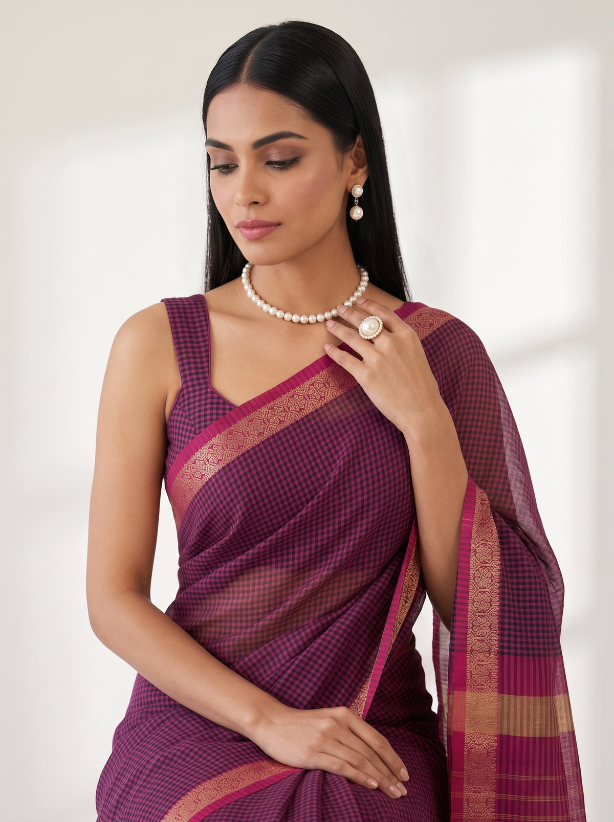 MIMOSA Rani Maheshwari Cotton Cotton Saree — pose 10 styling detail