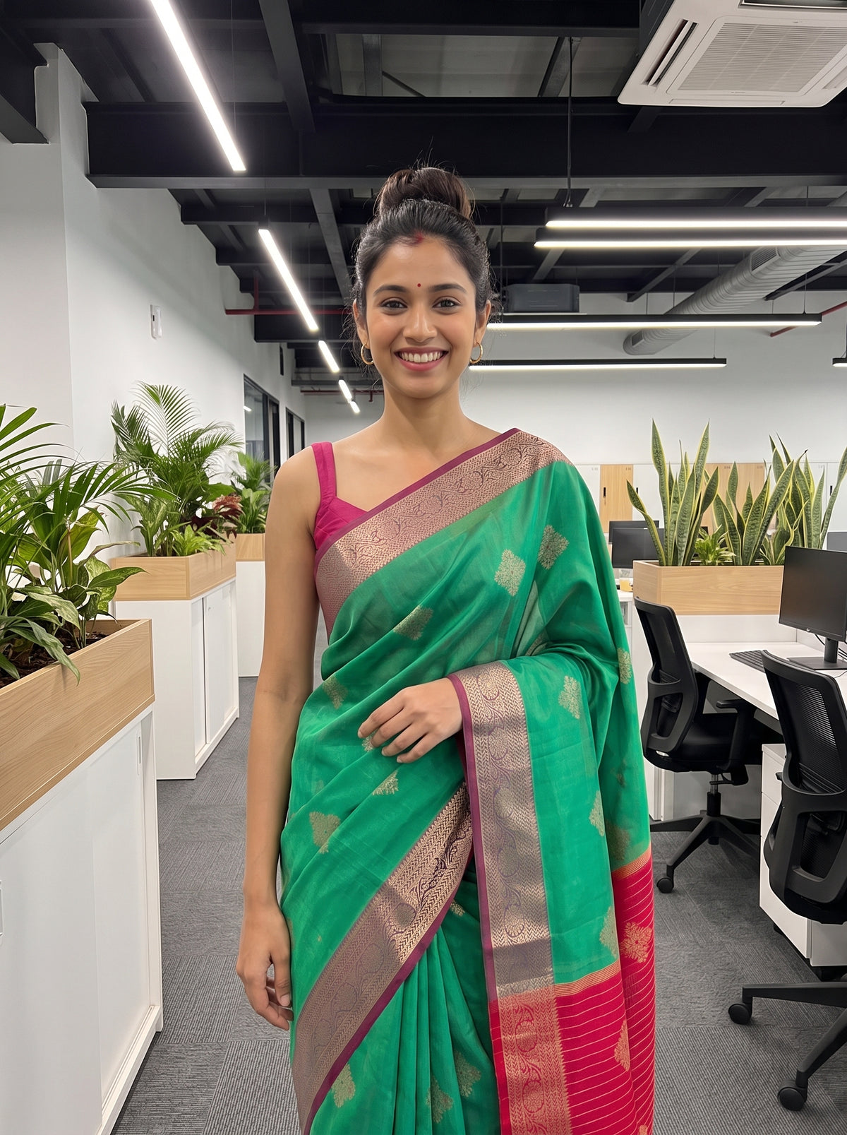MIMOSA Rama Maheshwari Cotton Cotton Saree — pose 10 styling detail