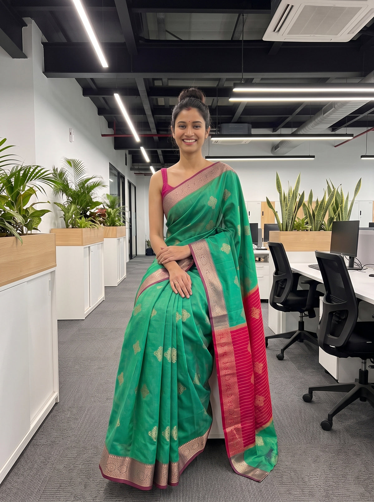 MIMOSA Rama Maheshwari Cotton Cotton Saree — pose 8 styling detail