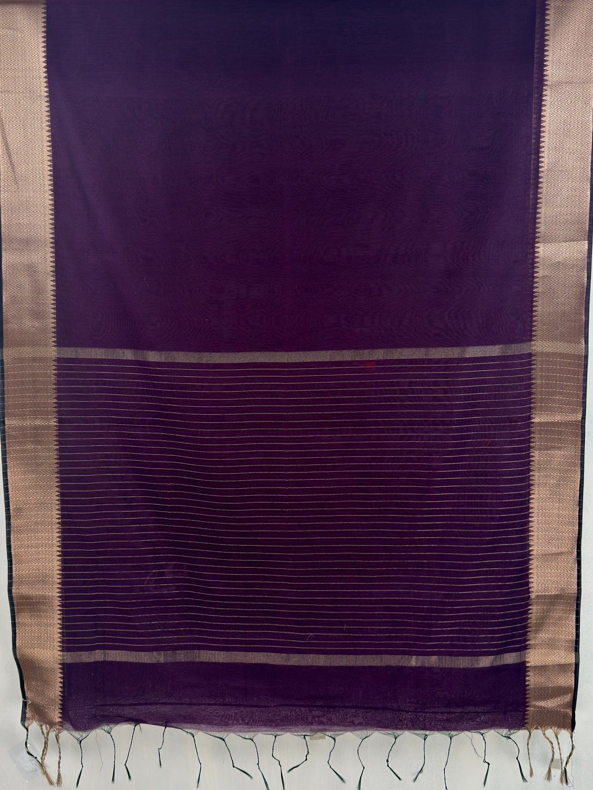 MIMOSA Magenta Maheshwari Cotton Saree — pallu and zari work detail