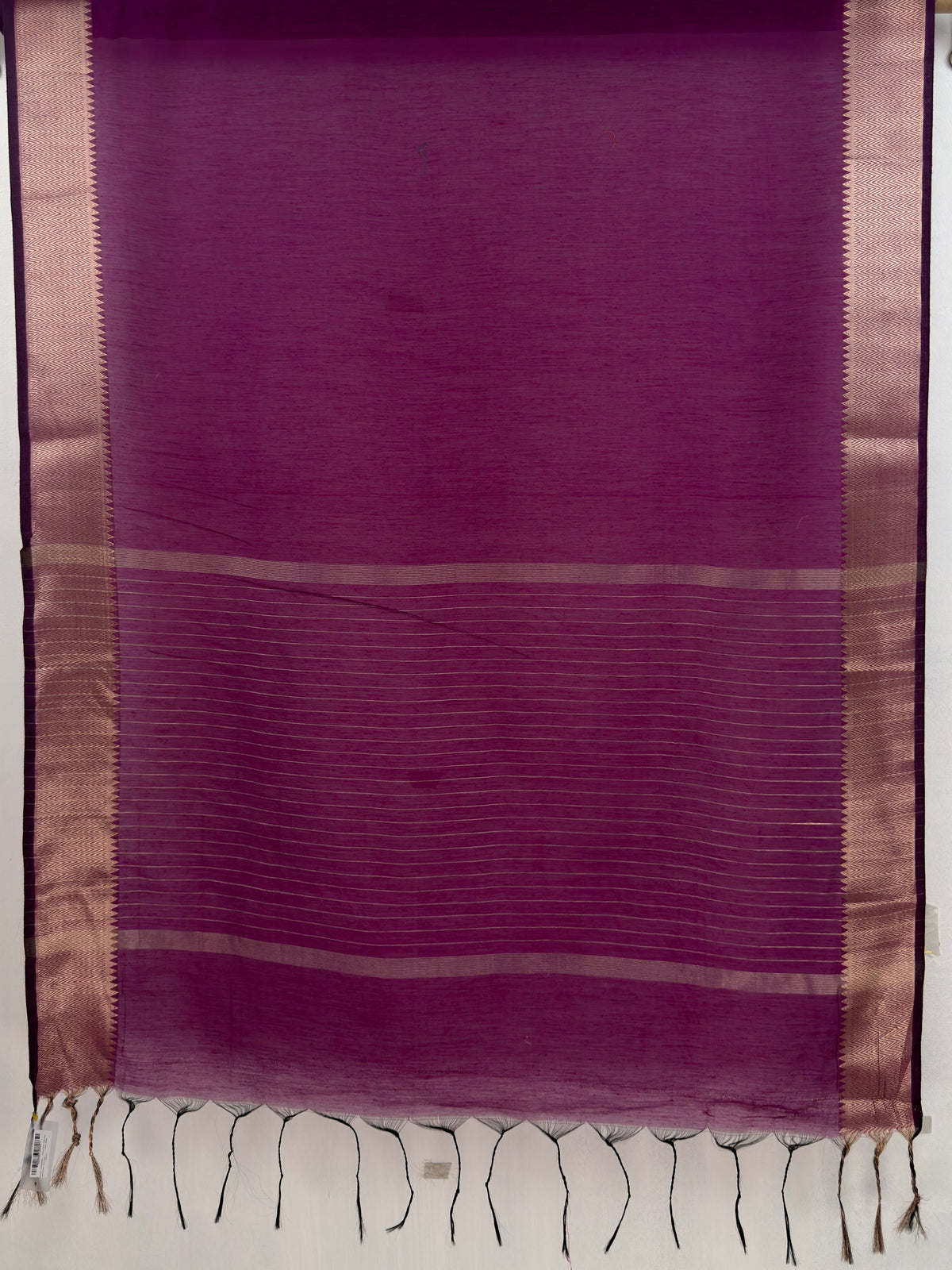 MIMOSA Rani Maheshwari Cotton Saree — pallu and zari work detail
