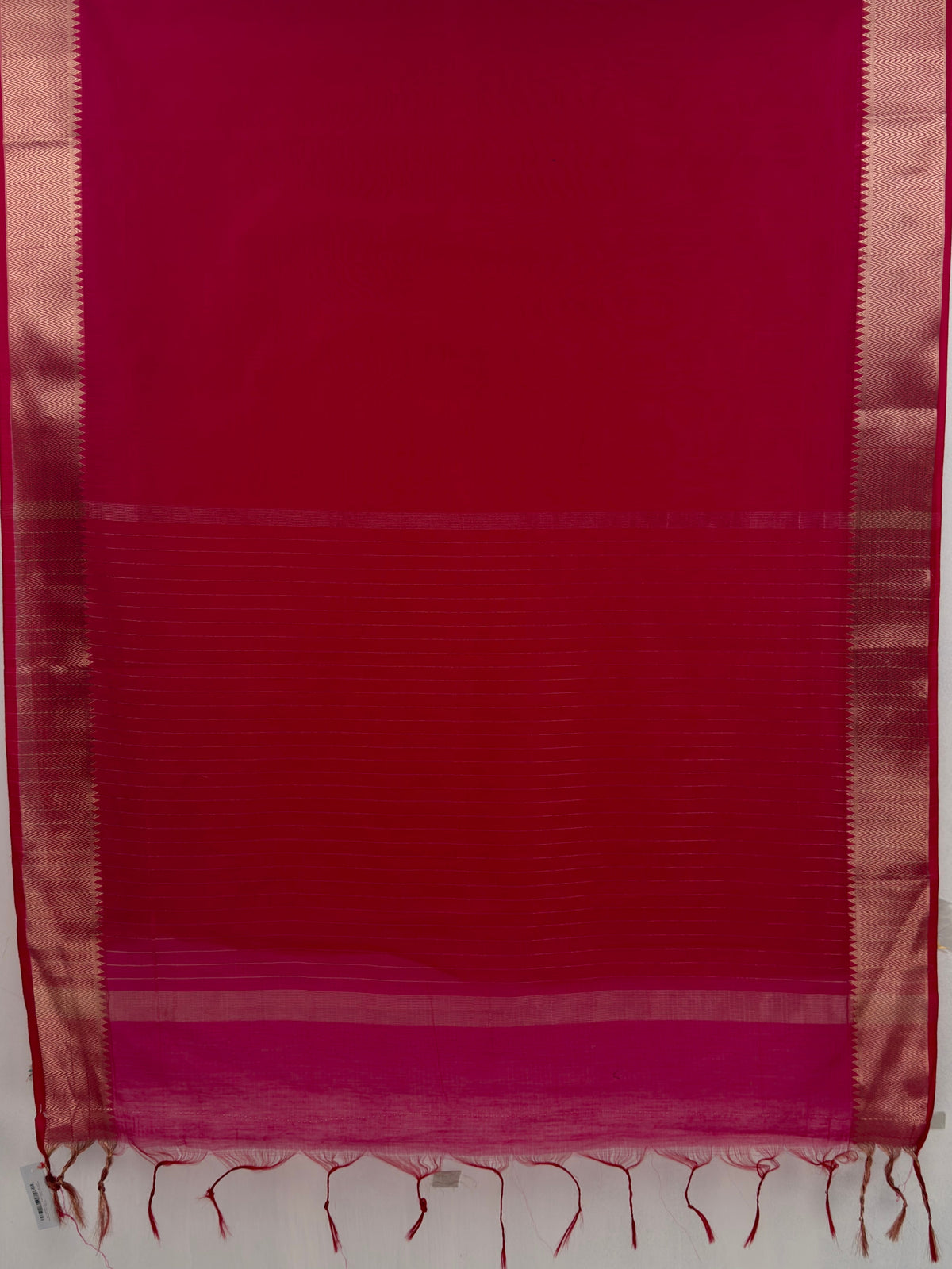 MIMOSA Strawberry Maheshwari Cotton Saree — pallu and zari work detail