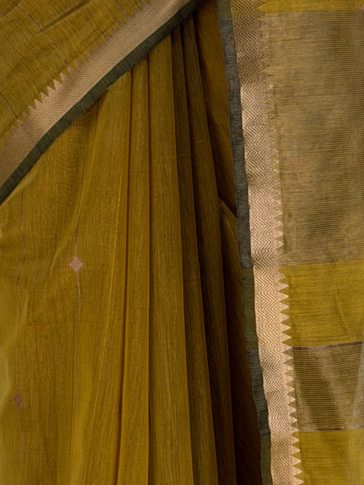 MIMOSA Mustard Maheshwari Cotton Cotton Saree — fleets shot full lifestyle
