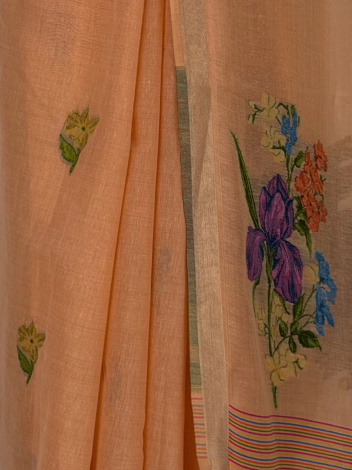 MIMOSA Peach Bhagalpuri Cotton Saree — fleets shot full lifestyle