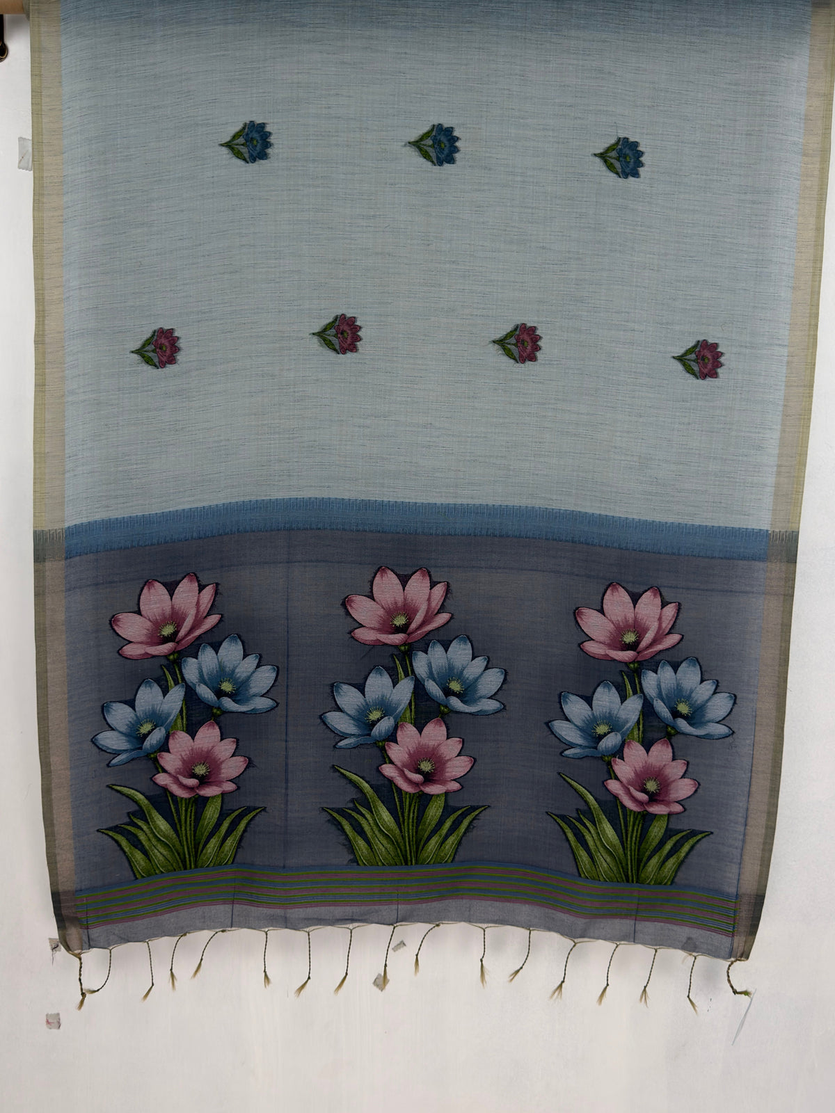 MIMOSA Ananda Bhagalpuri Cotton linen Saree — pallu and zari work detail