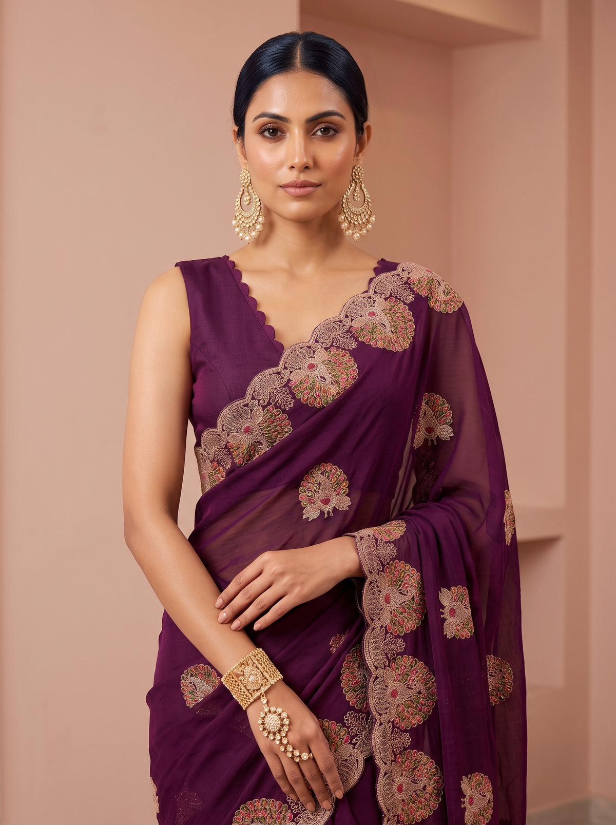 MIMOSA Magenta Banarasi Saree — pose 10 styling detail