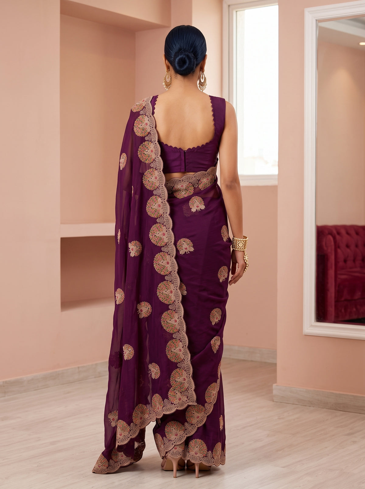 MIMOSA Magenta Banarasi Chiffon Saree — Saree shot pallu and body