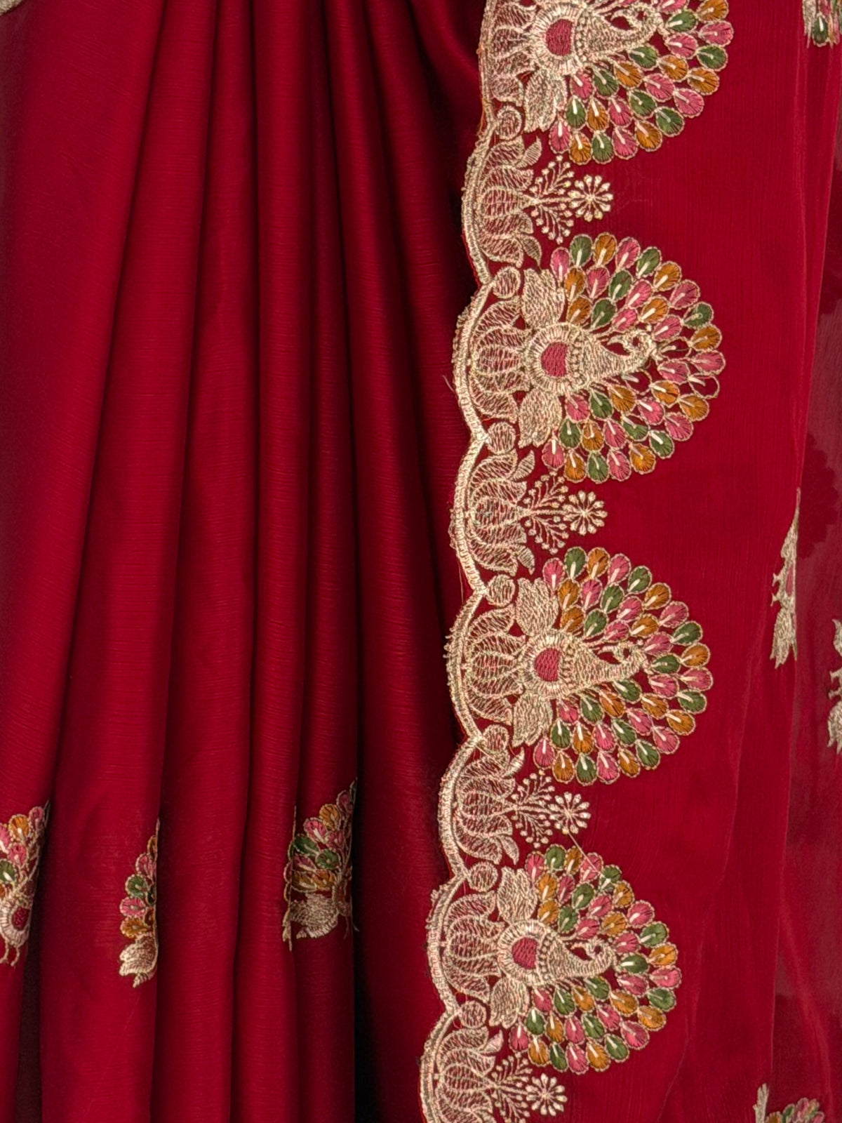 MIMOSA Red Banarasi Saree — fleets shot full lifestyle