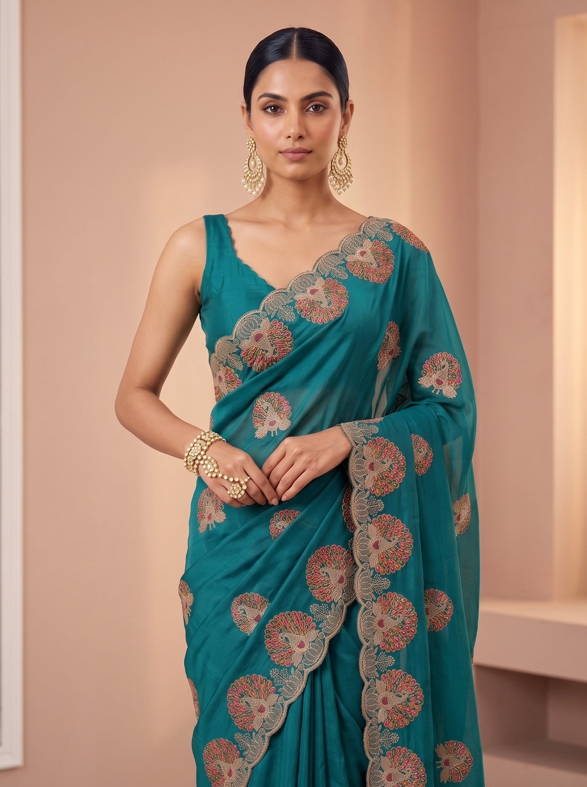 MIMOSA Sapphire Banarasi Saree — pose 10 styling detail
