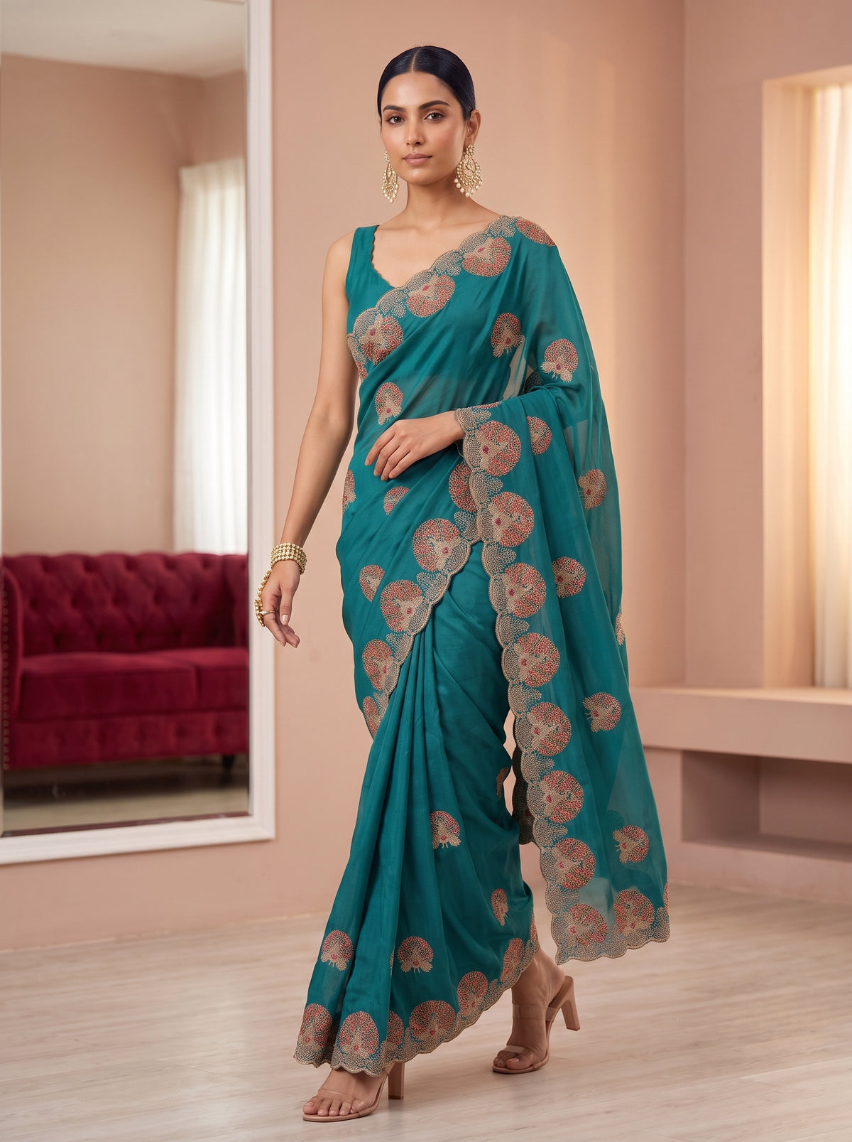 MIMOSA Sapphire Banarasi Saree — pose 6 styling detail