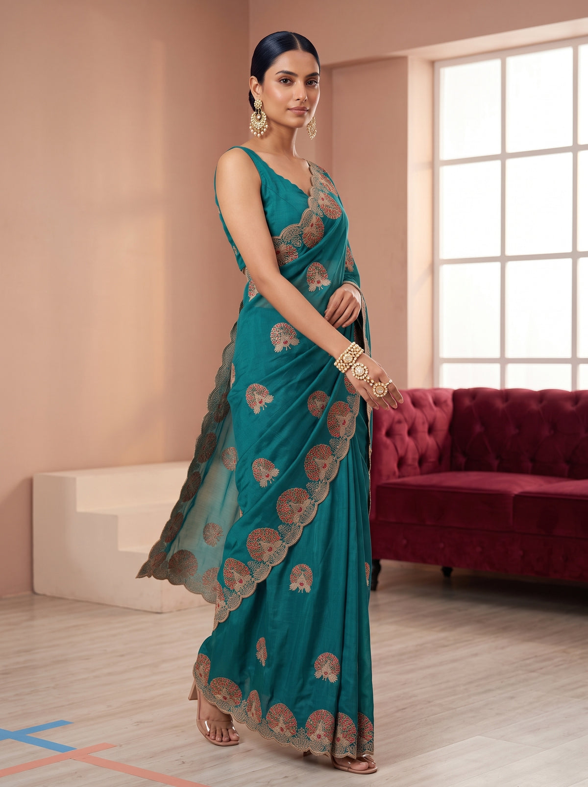 MIMOSA Sapphire Banarasi Saree — pose 9 styling detail