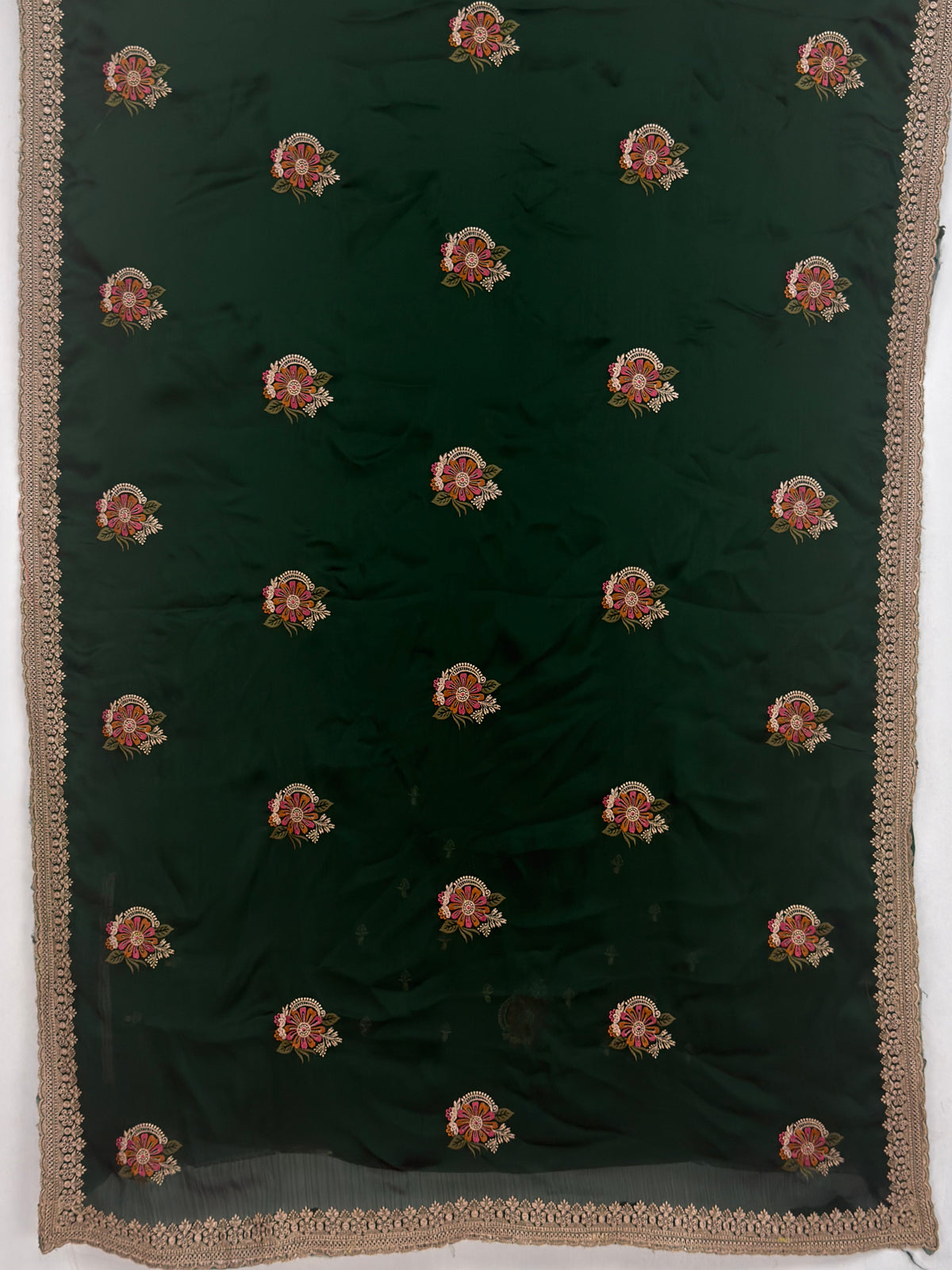 MIMOSA Green Banarasi Saree — pallu and zari work detail