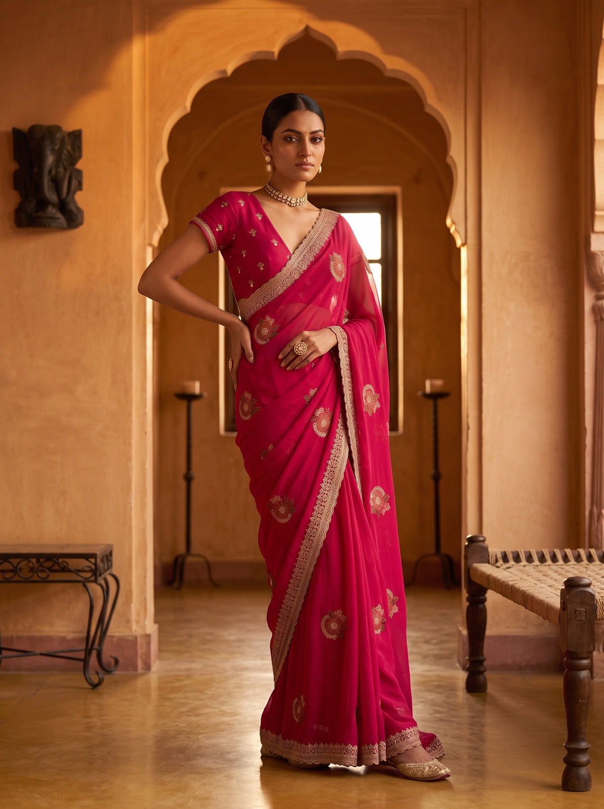 MIMOSA Rani Banarasi Saree — pose 4 styling detail