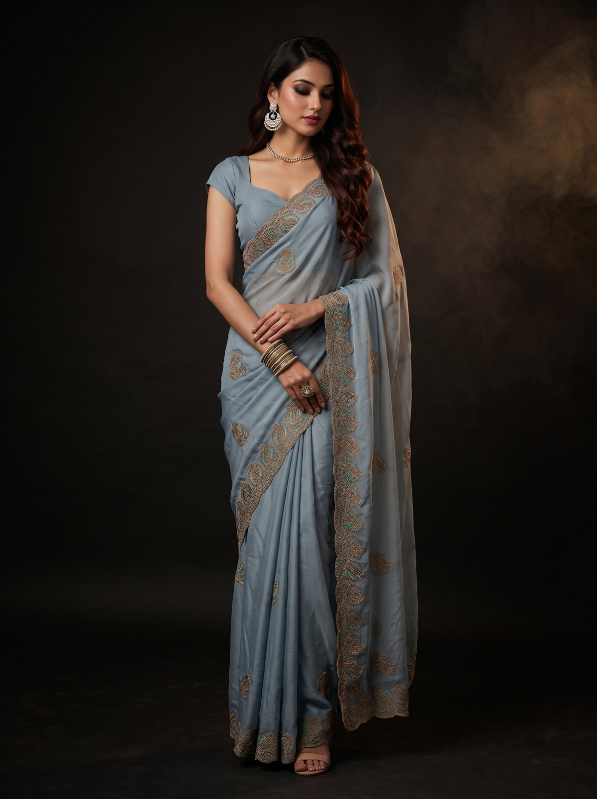 MIMOSA Ananda Banarasi Saree — front view on mannequin