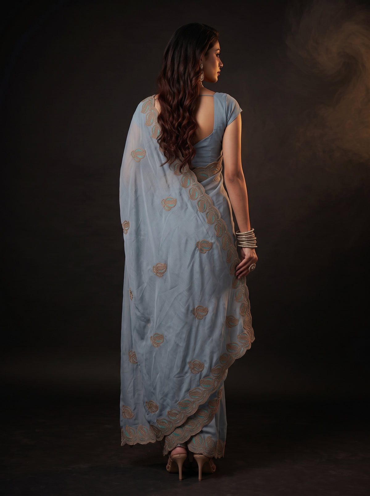 MIMOSA Ananda Banarasi Saree — pose 2 styling detail