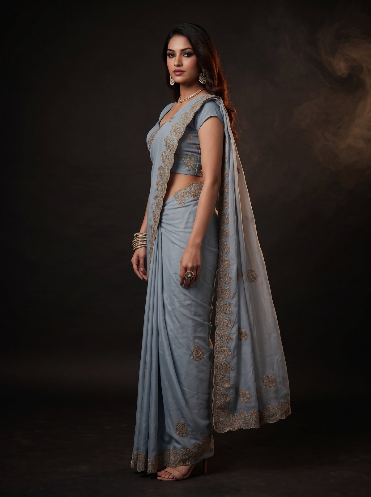 MIMOSA Ananda Banarasi Saree — pose 3 styling detail