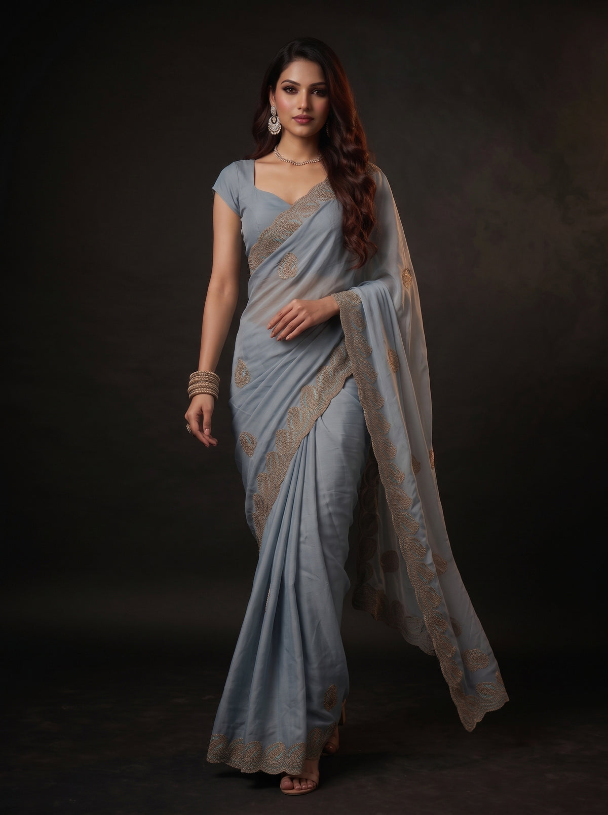MIMOSA Ananda Banarasi Saree — pose 6 styling detail