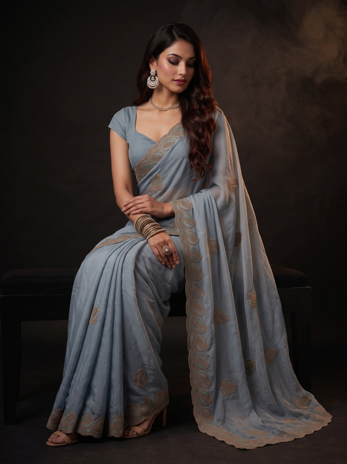 MIMOSA Ananda Banarasi Saree — pose 8 styling detail
