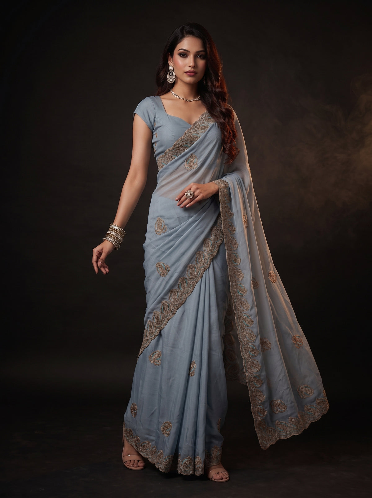 MIMOSA Ananda Banarasi Saree — pose 9 styling detail