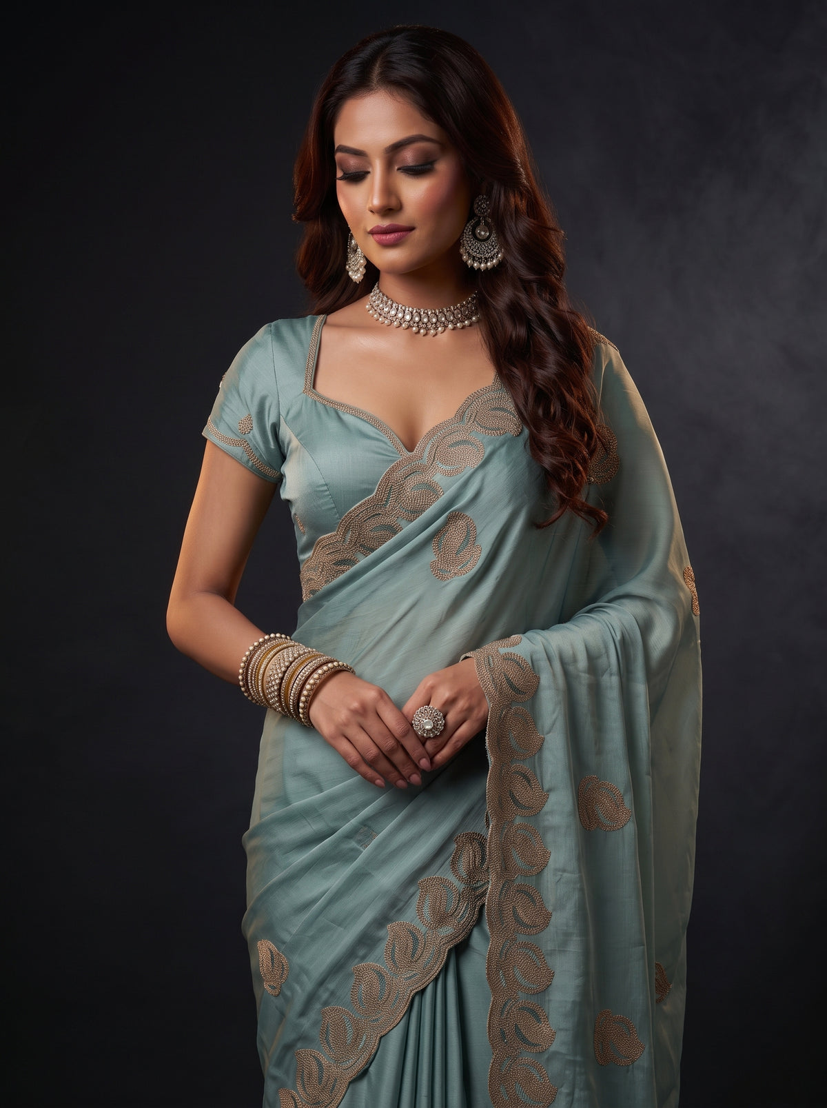 MIMOSA Rama Banarasi Saree — pose 10 styling detail