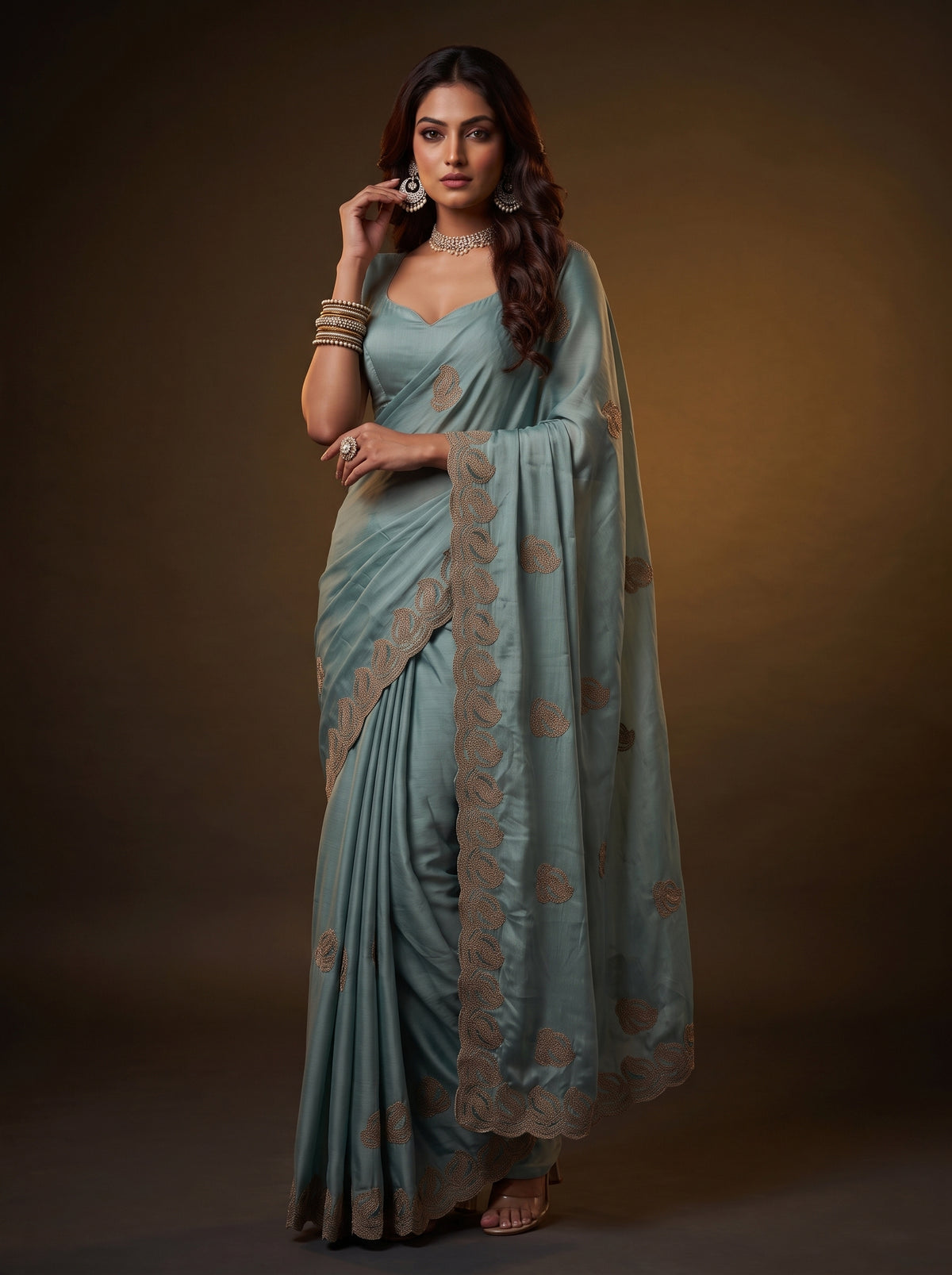 MIMOSA Rama Banarasi Saree — pose 5 styling detail