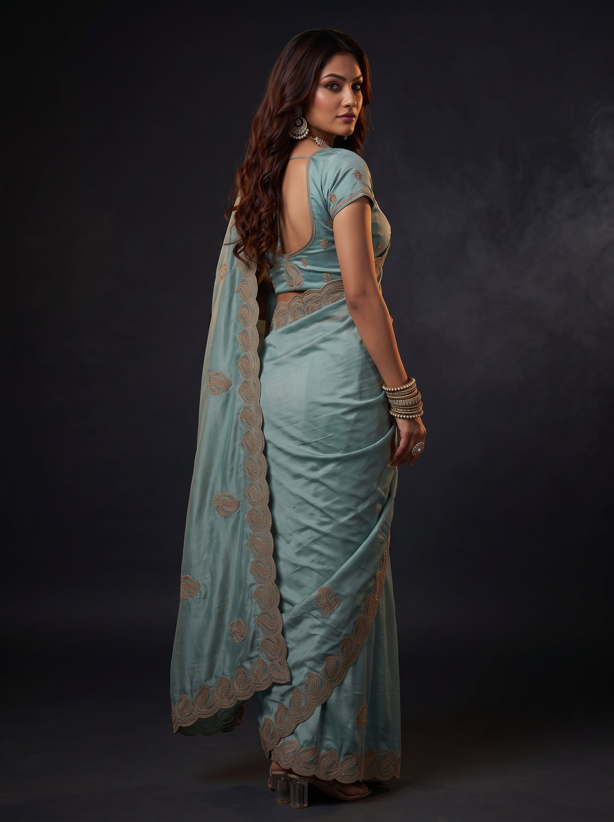 MIMOSA Rama Banarasi Saree — pose 7 styling detail