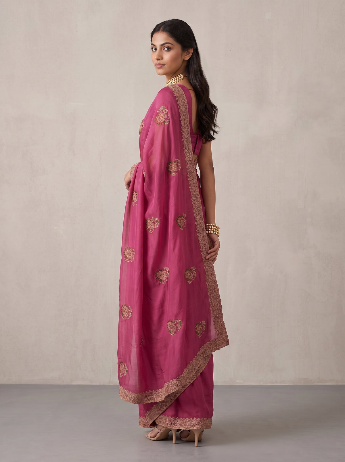 MIMOSA Gajari Banarasi Saree — pose 7 styling detail