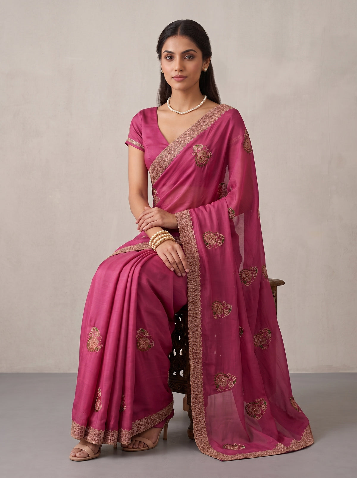 MIMOSA Gajari Banarasi Saree — pose 8 styling detail