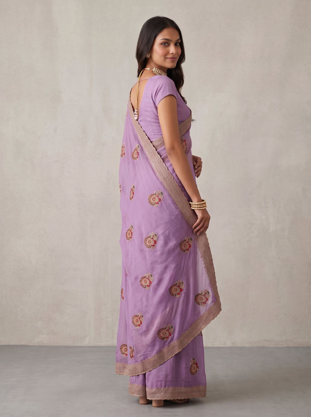 MIMOSA Lavender Banarasi Saree — pose 7 styling detail