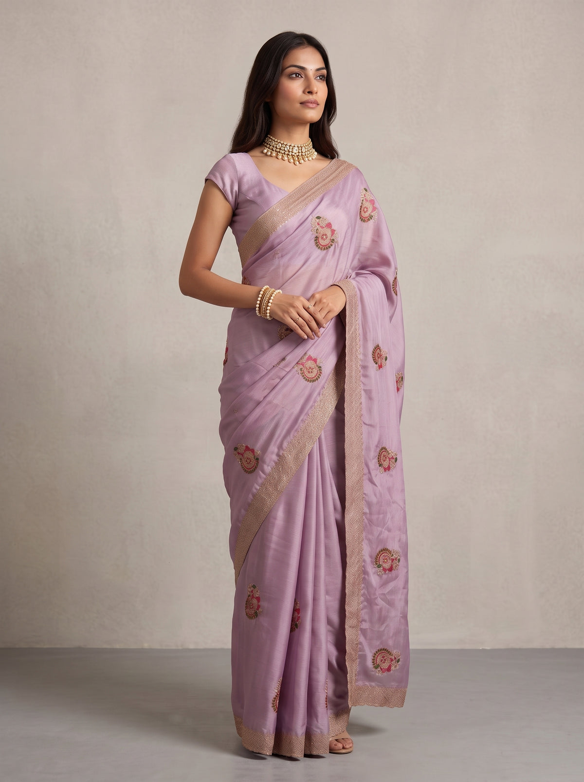MIMOSA Pink Banarasi Saree — pose 5 styling detail