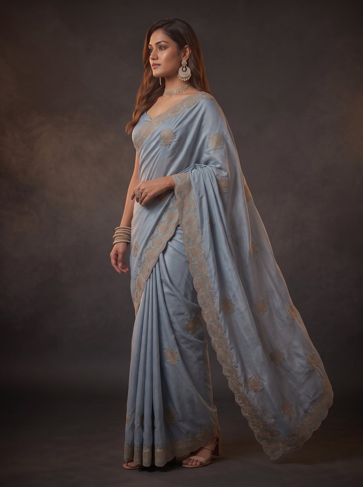 MIMOSA Ananda Banarasi Chiffon Saree — pose 9 styling detail