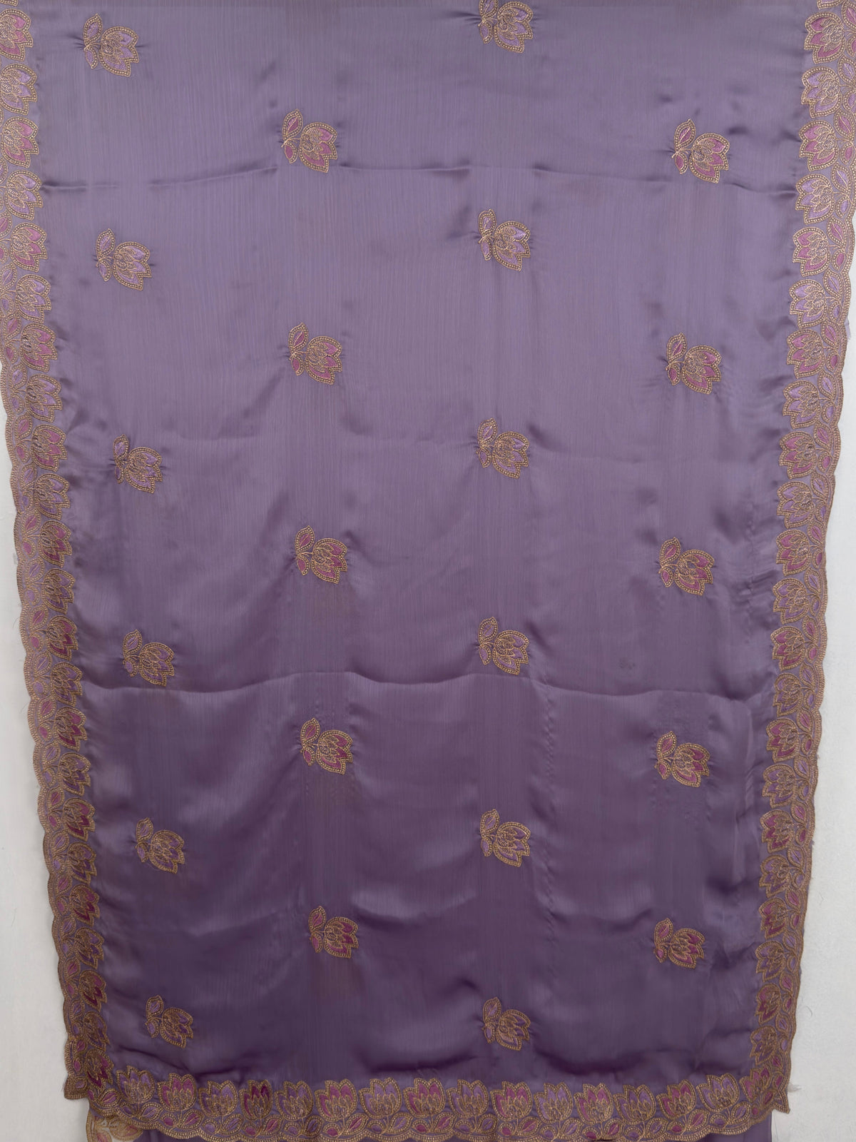 MIMOSA Violet Banarasi Chiffon Saree — pallu and zari work detail