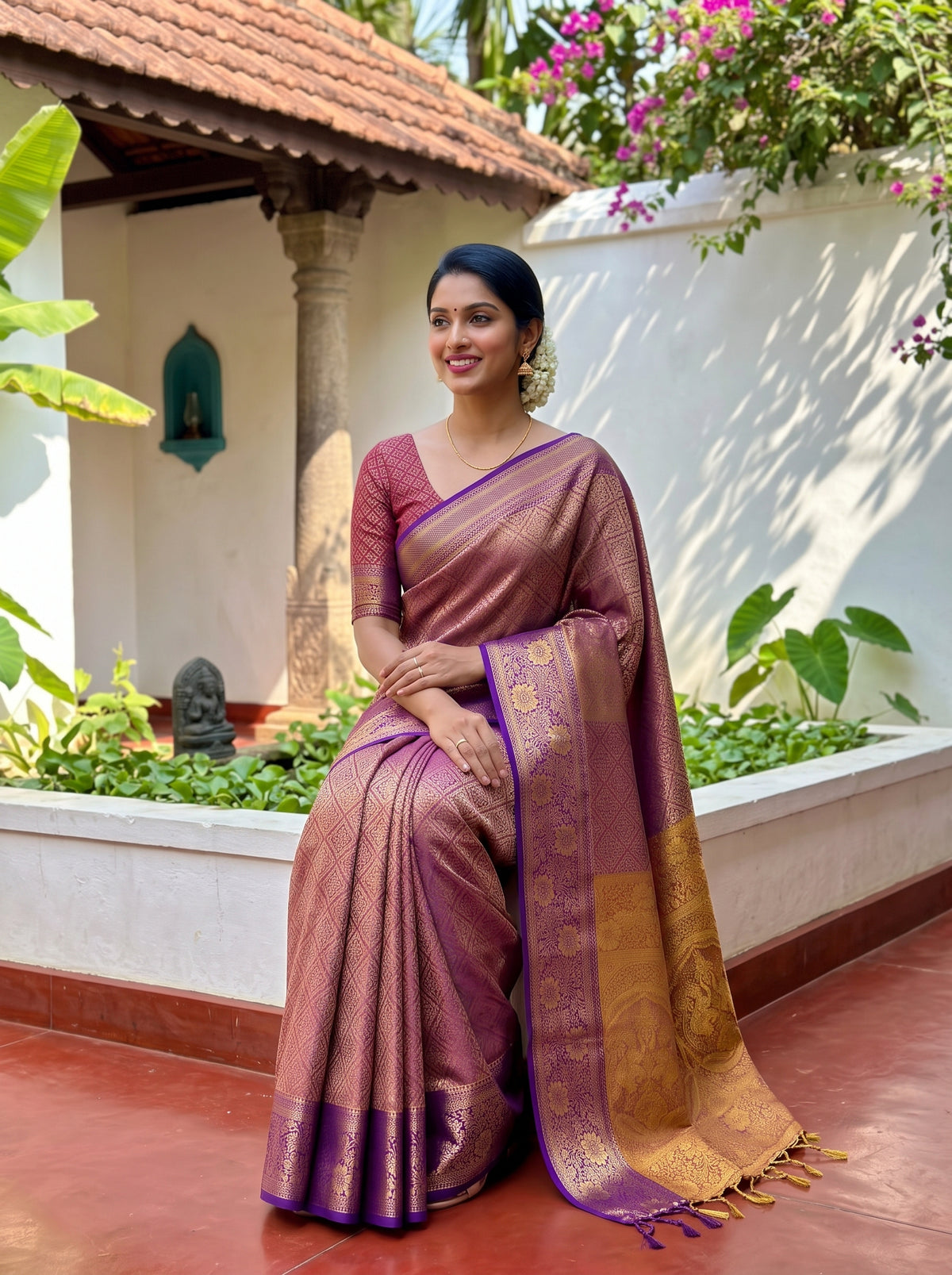 MIMOSA Magenta Kanjivaram Saree — pose 8 styling detail