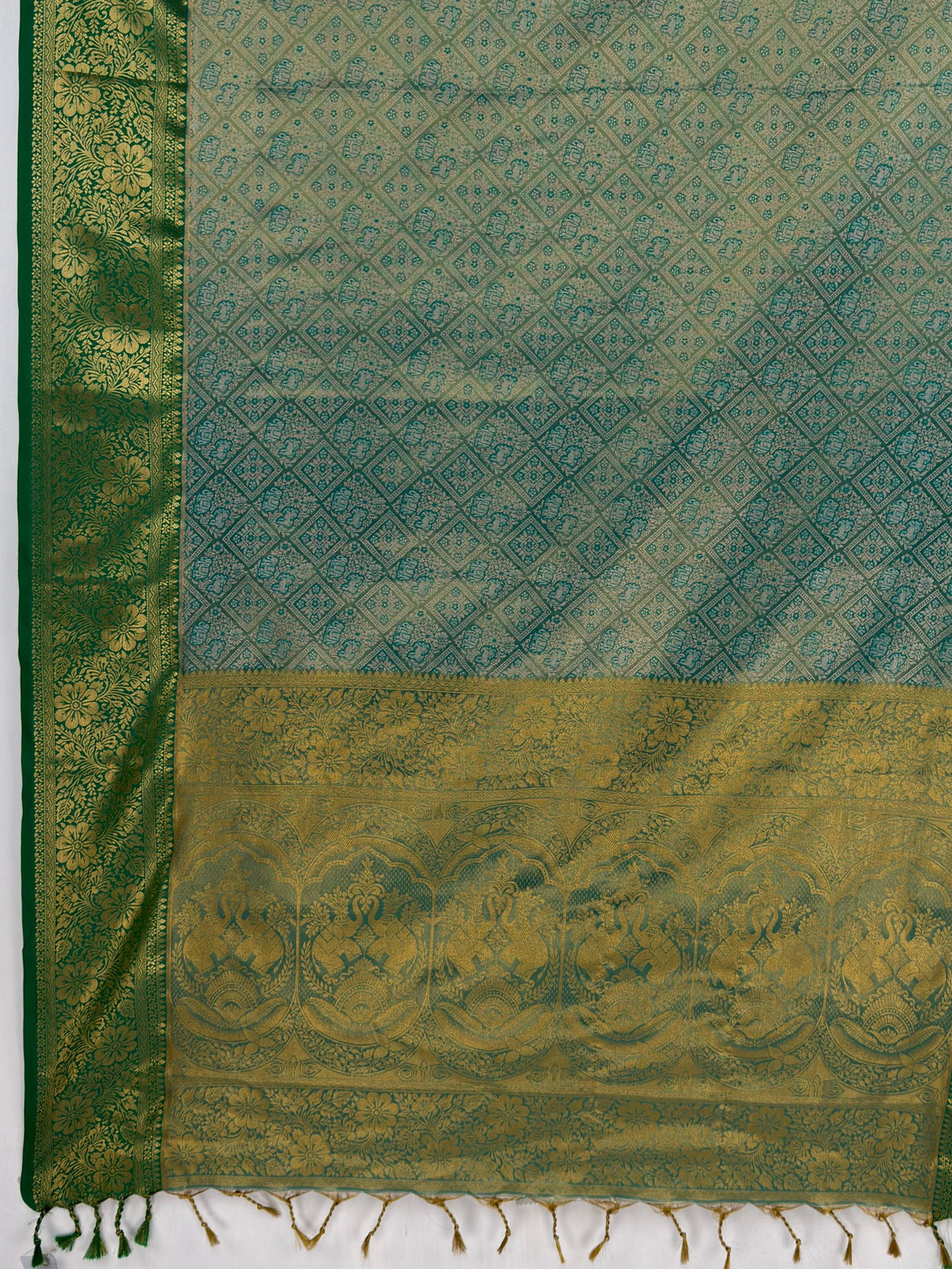 MIMOSA Sapphire Kanjivaram Saree — pallu and zari work detail