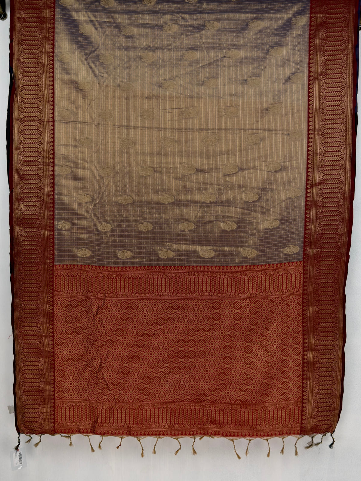 MIMOSA Jamun Kanjivaram Organza Saree — pallu and zari work detail