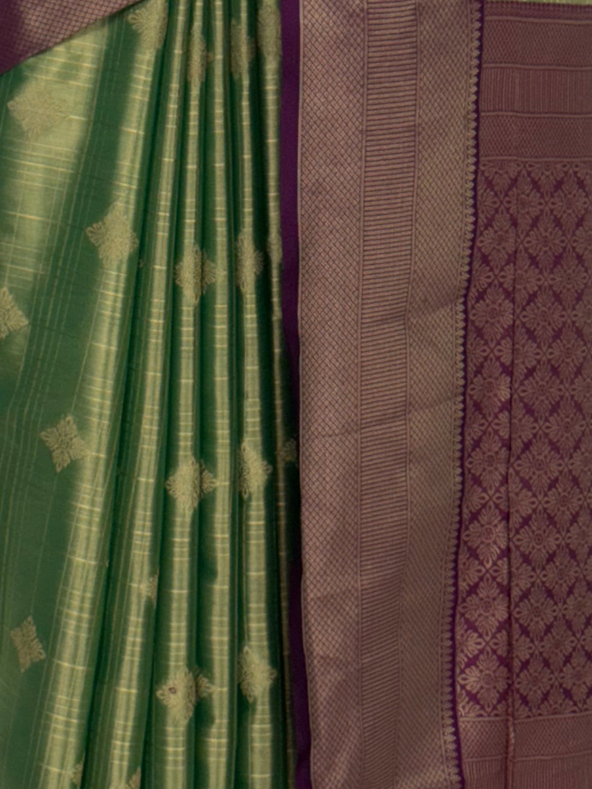MIMOSA Green Kanjivaram Saree — fleets shot full lifestyle
