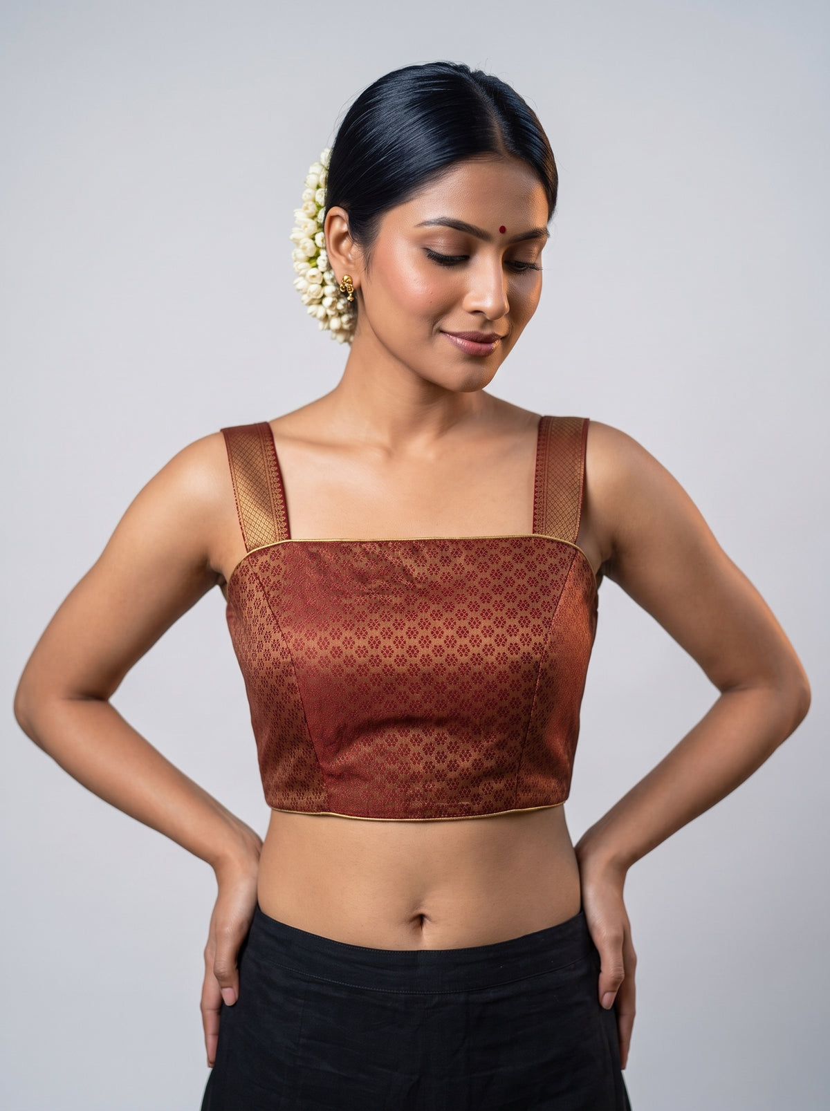 MIMOSA Sapphire Kanjivaram Organza Saree — AI Model pallu and feet