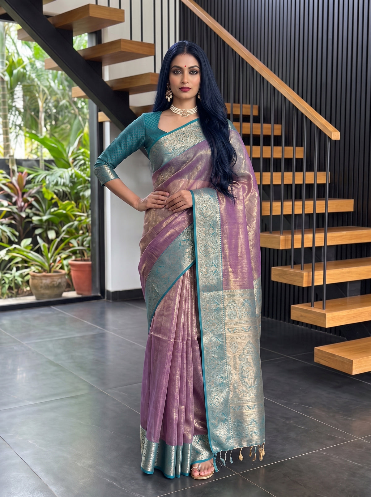 MIMOSA Magenta Kanjivaram Art Silk Saree — pose 4 styling detail