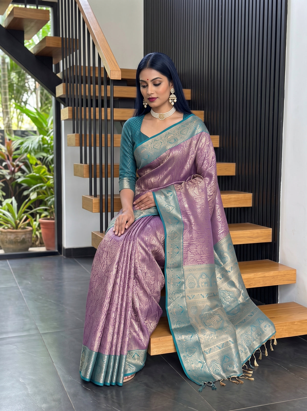 MIMOSA Magenta Kanjivaram Art Silk Saree — pose 8 styling detail